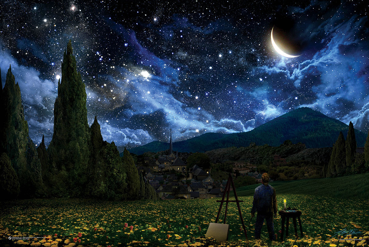 Starry Night - Fantasy Art Poster - 24x36 Stars Sky Space Moon 10590