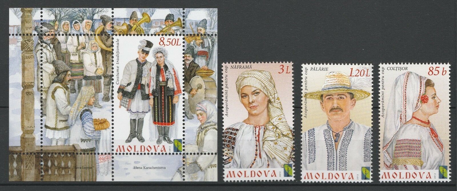 Moldova 2012 Traditional Costumes & Headdress 3 Mnh Stamps + Block