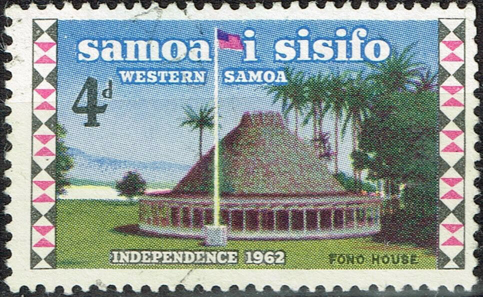Samoa And Sisifo Islands Culture Ethnicities Samoan Village Stamp 1962 A-24